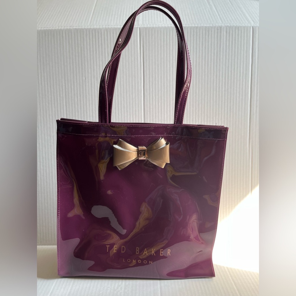 Ted Baker Glossy Plum Tote with Gold Bow